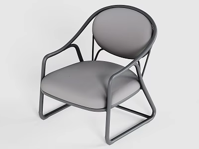 Modern Single Chair with Gray Cushion Backrest and Metal Frame Design 3d model