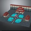 Traditional Chinese Courtyard Design With Red Roofed Buildings Blue Ponds And Pink Cherry Blossom