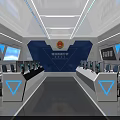 Modern Chinese Emergency Management Command Center Interior With Control Consoles Screens And Ergonomic Chairs