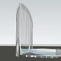 Modern Streamlined Museum Building Featuring Tall Curved Glass Structure And Lower Base Design