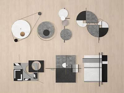 Modern Geometric Wall Decor With Abstract Circles Squares And Minimalist Design 3d model