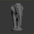 Detailed Metallic Elephant Model in Standing Pose with Flat Base