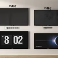 Wall Mounted 85 Inch and 75 Inch TVs Displaying Time and Moon Screens 3d model