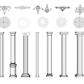 European Roman Column Roman Column Combination Column Carved Lamp Plate 3d model