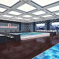 Modern Monitoring Room Interior With Large Screens Conference Table And Chairs
