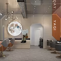 Modern Beauty Hair Salon Interior Design With Styling Chairs Round Mirrors And Moon Decor