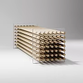Modern Stacked Stool Structure With Wooden Sticks And Metal Frame Design