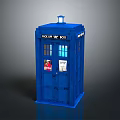 Blue Police Box Structure With Classic Design And Iconic Windows Doors