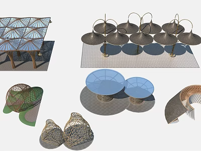 Modern Geometric Pergola Designs With Metal Frames And Decorative Shade Structures 3d model