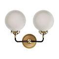Modern White Spherical Shade Wall Sconce With Gold Metal Black Arms And Round Backplate