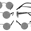 Round Lens Glasses With Frame Structure Multiple Front And Side Views For Daily Use