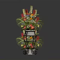 Colorful Flower Arrangements With Black Iron Stand And Placed On Floor With Vibrant Blooms