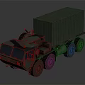 Military Camouflage Cargo Truck With Green Container And Multiple Wheels