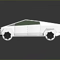 3D Model Car Featuring Polygonal Design Silver Body Green Top And Black Wheels