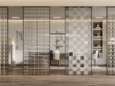 Modern Metal Room Divider With Geometric Grid Design For Contemporary Interior Space 3d model