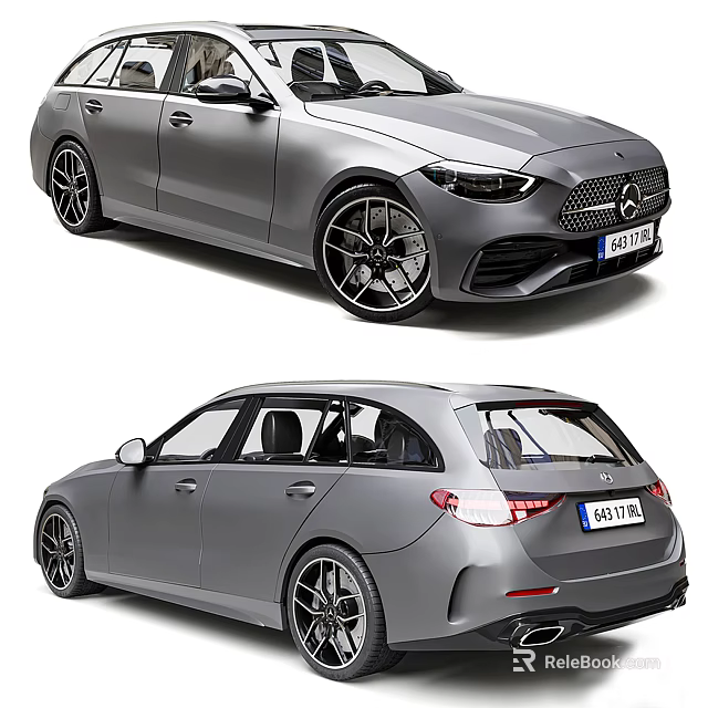 Silver Mercedes Benz Sedan And Wagon Models 3d model