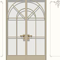 Elegant Double Doors With White Frame Ribbed Glass And Gold Handles