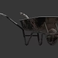 Old Rustic Metal Wheelbarrow With Weathered Surface And Single Wheel Design 3d model