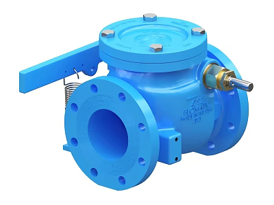 Industrial Blue Flanged Valve Equipment With Manual Handle And Pipeline Fittings 3d model
