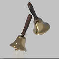 Elegant Decorative Ornament Set With Golden Bells And Brown Wooden Handles