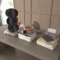 Decorative Inflatable Model Display On Desk With Stacked Books Wooden Art And Plants