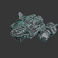 Advanced Metallic Sci-Fi Spaceship Model With Intricate Details And Reflective Surfaces