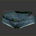 Blue Denim Shorts With Pink Strap Button Closure And Frayed Hem Design