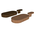 Middle ancient style wooden mother and child coffee table combination 3d model