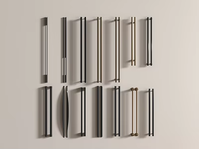 Modern Metal Cabinet Handles In Black Gold Silver For Sleek Drawer Design 3d model