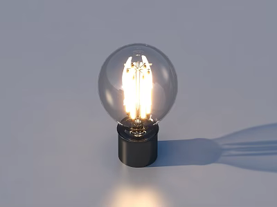 Vintage Illuminated Light Bulb With Transparent Glass And Black Base For Home Decorative Use 3d model