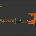 Flaming Blade Weapon With Red Decorative Handle And Sharp Orange Yellow Edge