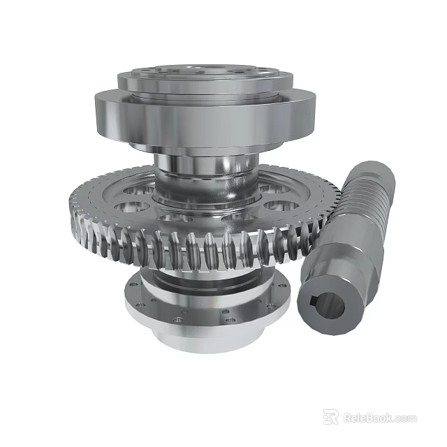 Metal Mechanical Parts Assembly With Gear Wheel Shaft And Bearing Components 3d model 