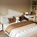 Modern Cozy Kids Room Interior With Round Ceiling Light Bed Armchair And Soft Rug