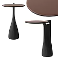 Elegant Modern Side Table with Round Leather Top and Sleek Curved Wooden Legs Design