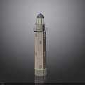 Brick Lighthouse Architecture With Transparent Top Illuminated Light And Multiple Windows