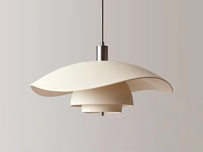 Modern Minimalist Chandelier With White Curved Shade And Metal Suspension Design 3d model