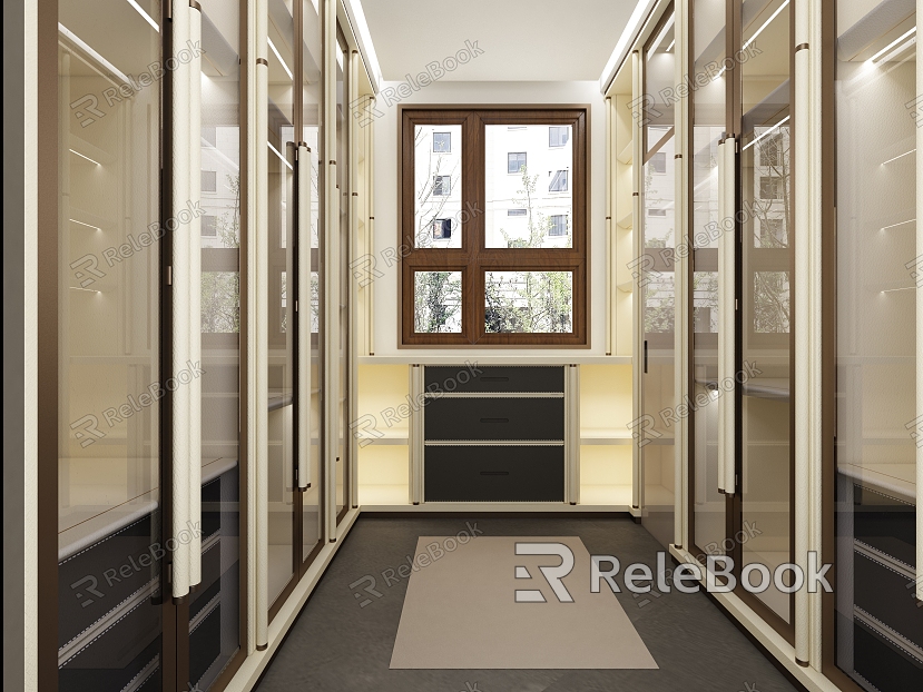 European-style Cloakroom Leather Wardrobe model