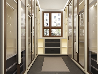 European-style Cloakroom Leather Wardrobe model