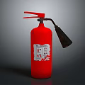 Red Fire Extinguisher With Red Nozzle Black Hose And White Instructional Label