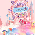Vibrant My Little Pony Photo Spot With Pink Ferris Wheel Rainbow Elements And Spire Buildings