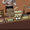 Commercial Food Display Equipment With Counter Shelves And Coffee Utensils For Cafe Shop