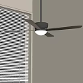 Modern Ceiling Fan With Light Near Window And White Blinds 3d model