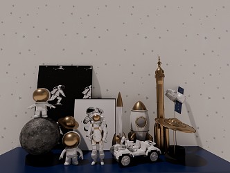 Light Luxury Ornaments Combination Spaceman Ornaments Combination 3d model