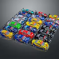 Colorful Race Car Models Arranged Neatly With Various Bright Hues
