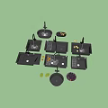 Black Double Bowl Kitchen Sink With Faucet Drainer Rack And Oranges