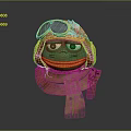 Green Frog Wearing Yellow Aviator Goggles And Brown Pilot Scarf With Serious Expression