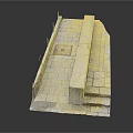 Textured Stone Slab Terrain Structure Featuring Platform Steps And Rectangular Area
