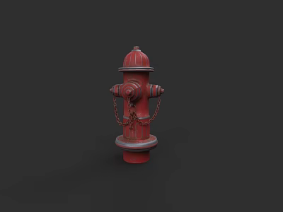 Red Fire Hydrant As Essential Road Infrastructure With Chain And Top Cap 3d model