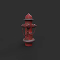 Red Fire Hydrant As Essential Road Infrastructure With Chain And Top Cap