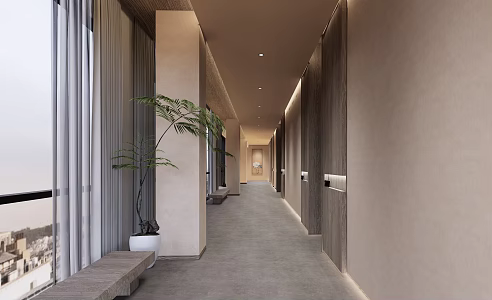 Hotel aisle 3d model
